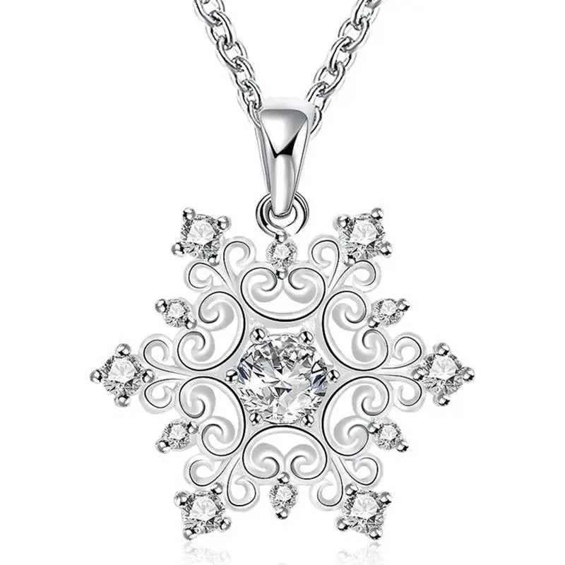 Zircon Rhinestone Snowflake Necklace Pendant | Unisex Pendant Necklace Babs 1PC