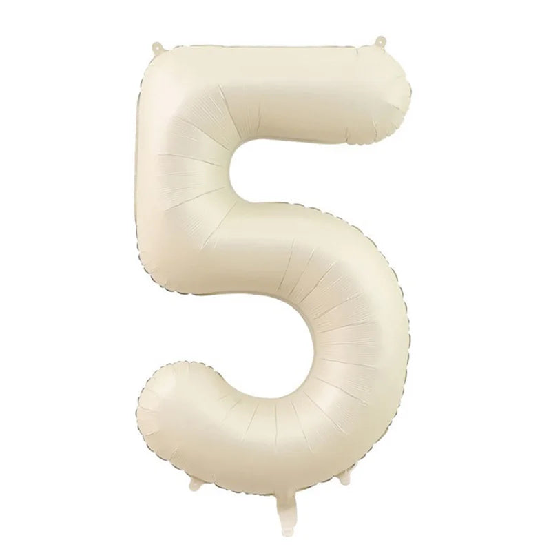 32/40" Cream Foil Number Balloons 1–9 | Party & Wedding Decor Foil Number Balloons Babs Cream5 40inch