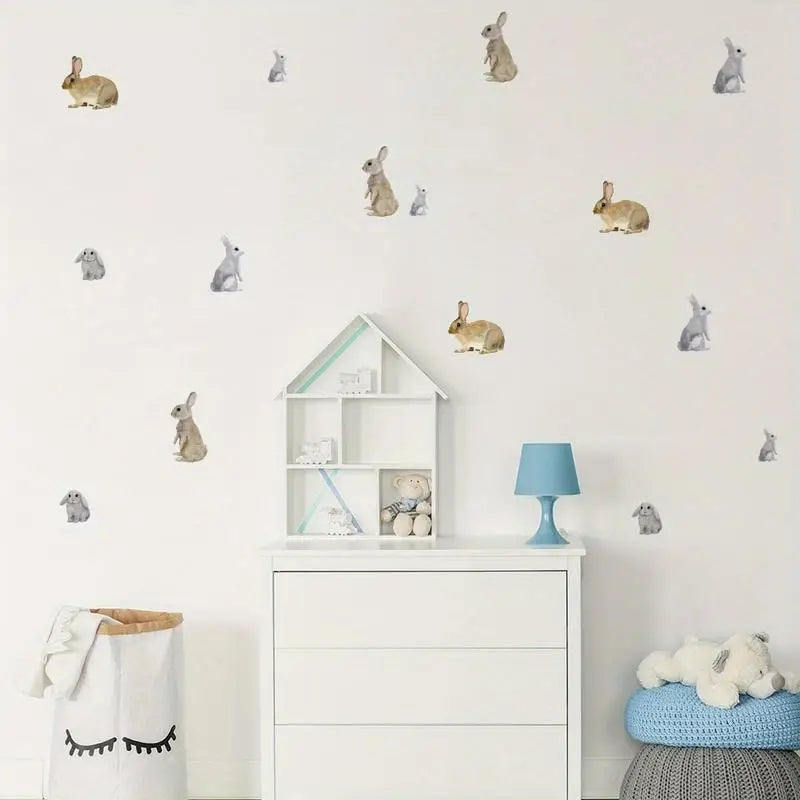 Cartoon Bunny Wall Stickers – Kids Nursery Decal Set Kids Wall Decal Babs
