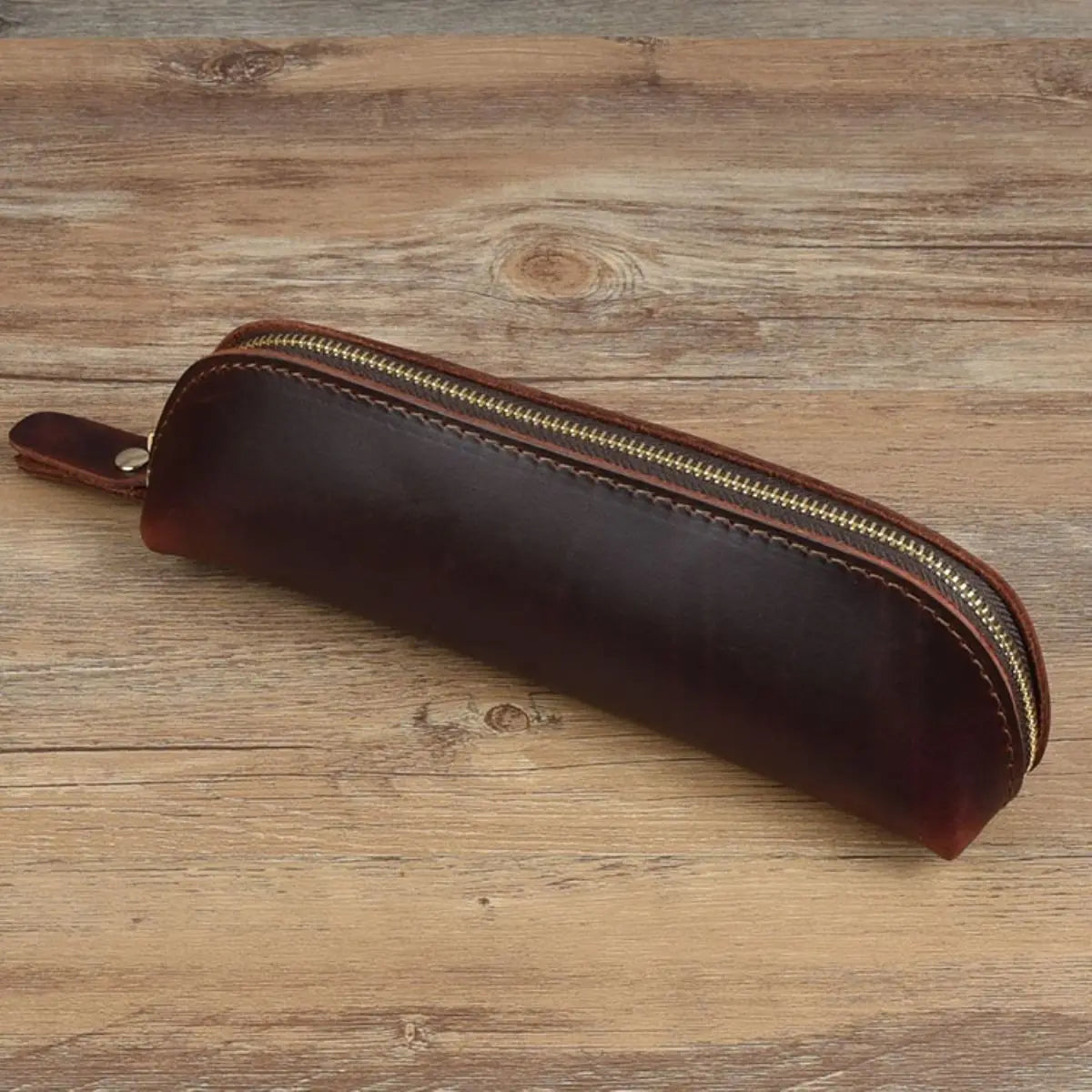 Vintage Faux Leather Zipper Pencil Pouch & Cosmetic Bag Pencil & Cosmetic Pouch Babs Coffee
