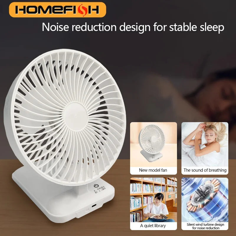 Foldable USB Electric Fan – Silent Touch Control, 6-8H Battery Portable Folding Fan Babs