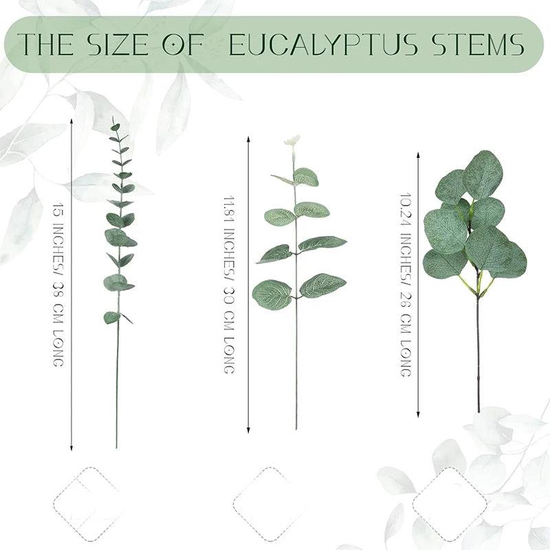 Artificial Eucalyptus Leaf Stems | Silver Dollar Picks 5/10/20pc Artificial Leaf Picks Babs