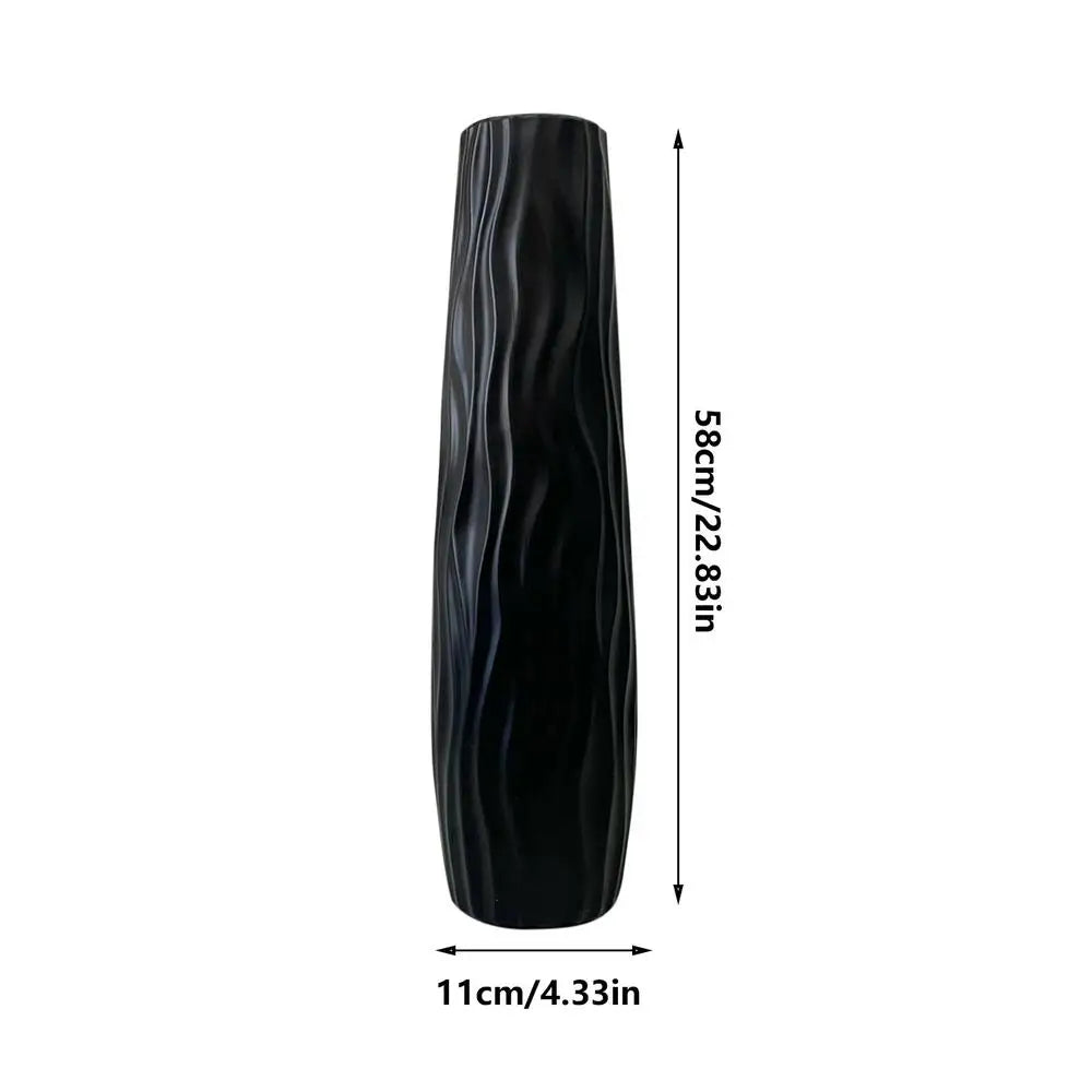 Large Textured Floor Vase | Modern Hydroponic Standing Decor Decorative Floor Vase Babs Black