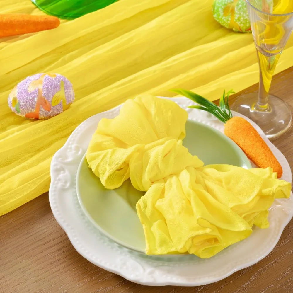 Reusable Gauze Napkins 50x50cm – Solid Color Polyester Table Linen Cloth Table Napkin Babs Yellow