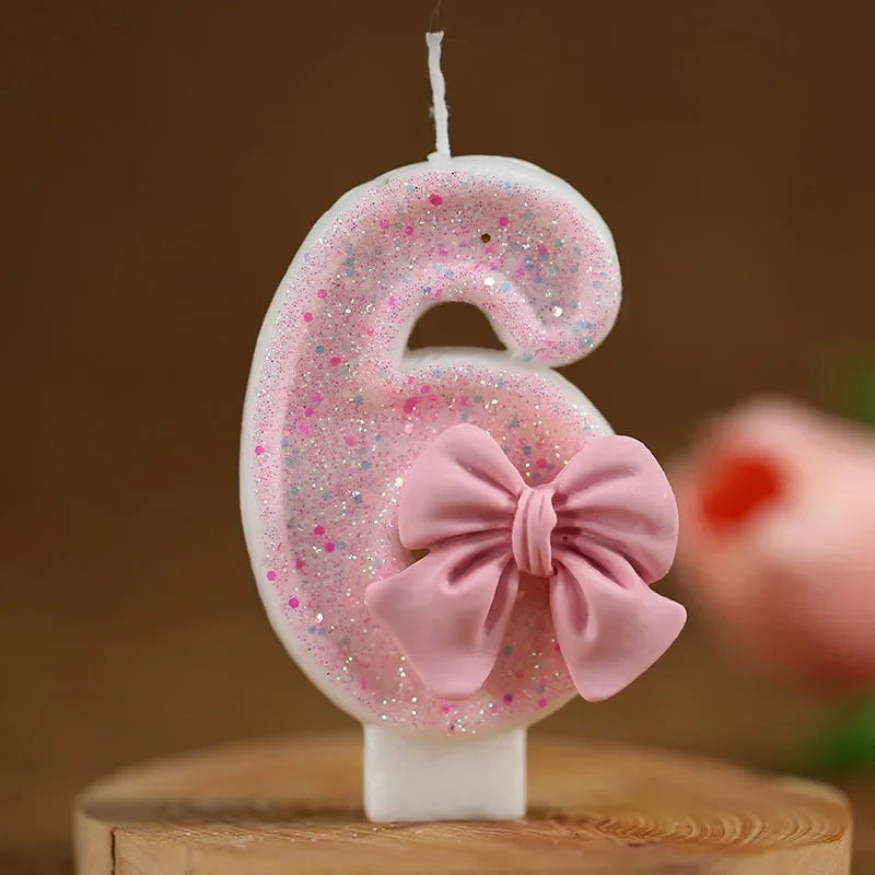 Pink Bow 3D Number Cake Candles – Birthday Party Decoration Number Cake Candles Babs 6