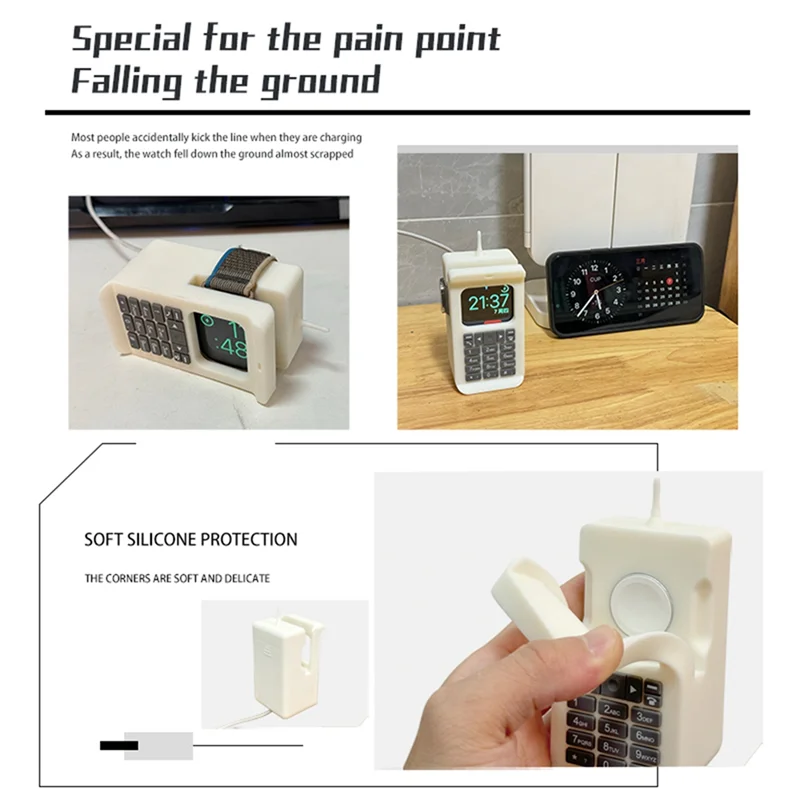 Silicone Apple Watch Charging Dock – Retro Computer Pattern Watch Charging Dock Babs