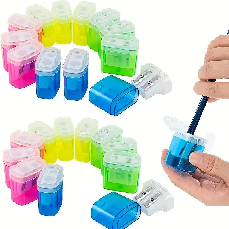 12-Pack Pencil Sharpeners – Double & Large Barrel with Clear Lid Pencil Sharpener Set Babs