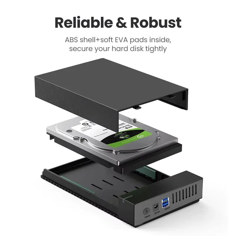 KEBIDUMEI 2.5/3.5" SATA USB 3.0 External HDD Enclosure, 10TB HDD Enclosure Babs