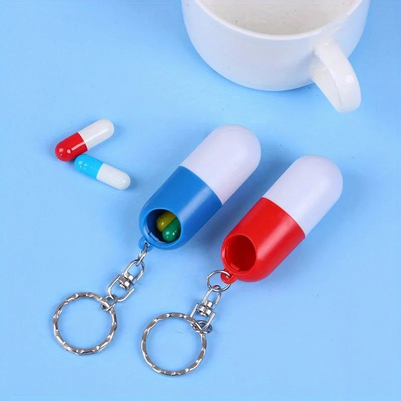 Mini Capsule Pill Box with Keychain – Portable Medicine Organizer Pill Box Organizer Babs