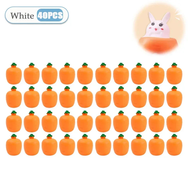 Squishy Carrot Rabbit Squeeze Telescopic Toy – Fun Kids Gift Novelty Squeeze Toy Babs White-40PC