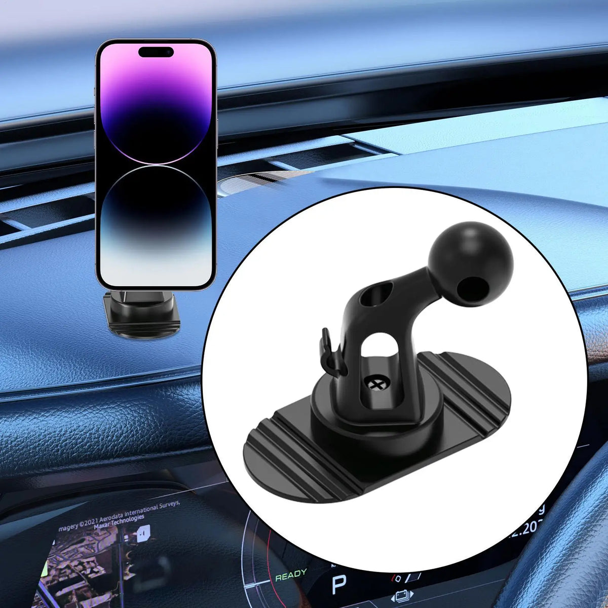 Car Dashboard Phone Holder Base – 17mm Ball Head, 360° Rotating Car Phone Mount Babs