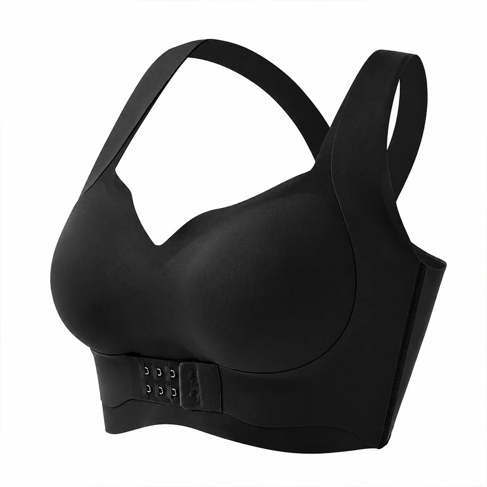 Cross Back Posture Bra – Wireless Front Closure Bralette Wireless Posture Bra Babs Black 1XL