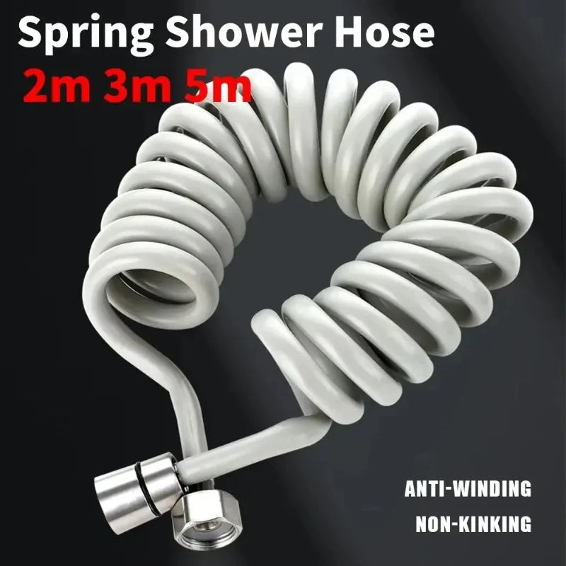 Retractable Coiled Spring Shower & Bidet Sprayer Hose 2M-5M Shower Plumbing Hose Babs