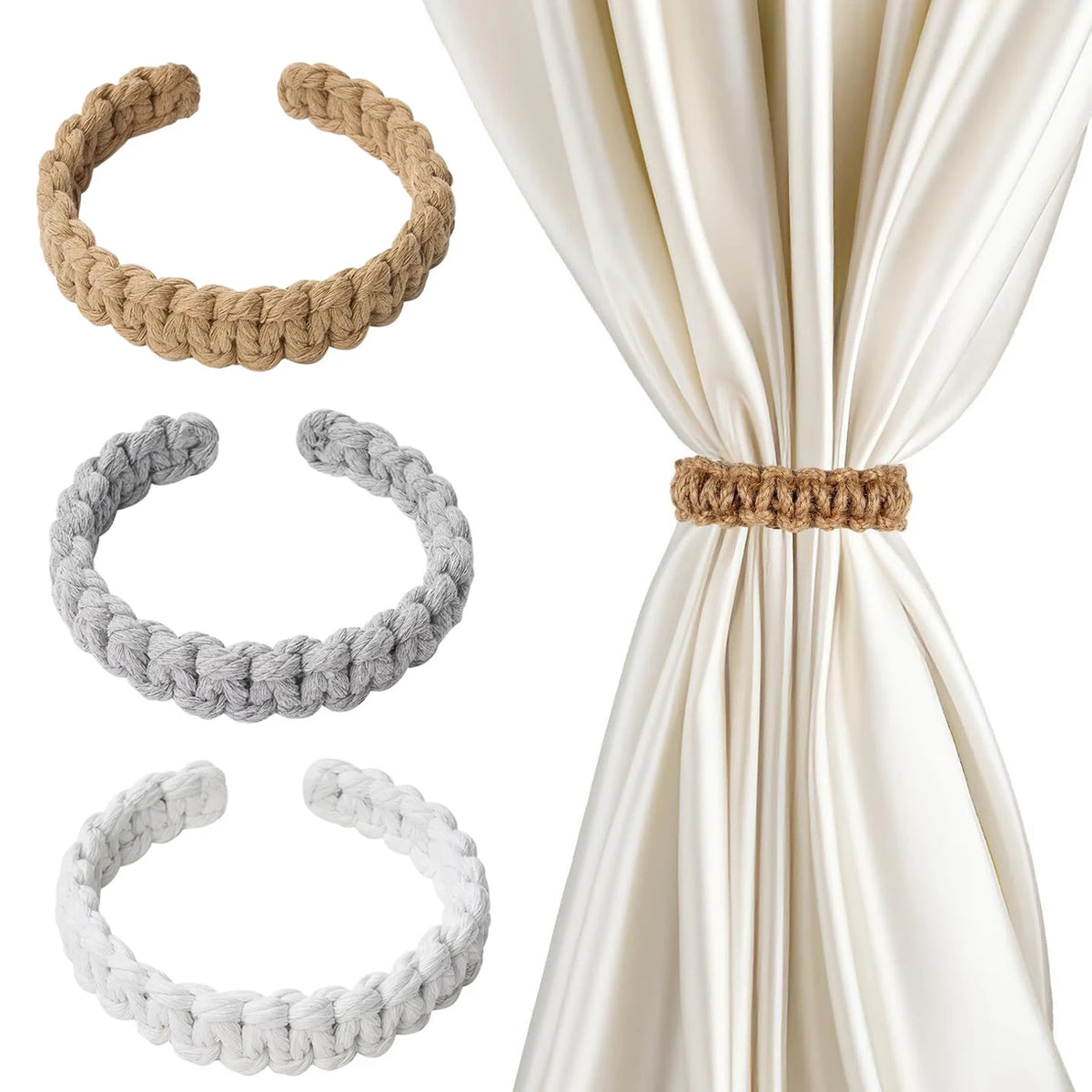 No-Drill Twist Curtain Tiebacks – Braided Rope Holdbacks Curtain Tiebacks Babs