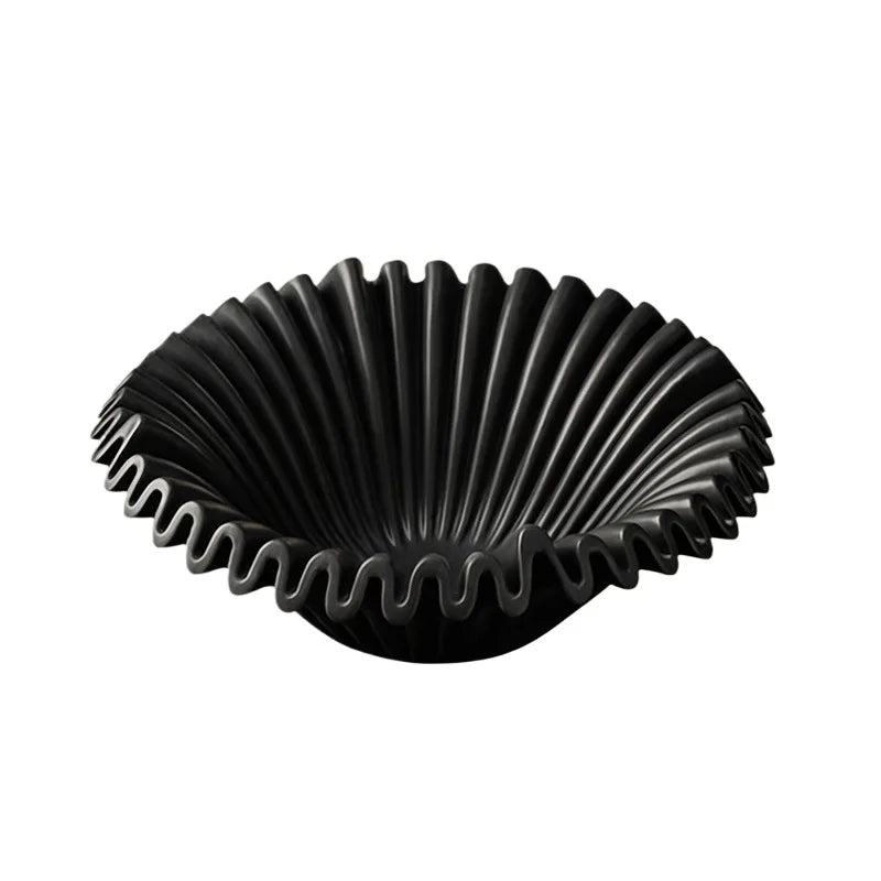 Lotus Leaf Ceramic Fruit Bowl – Vintage Elegant Table Decor Decorative Ceramic Bowl Babs Black