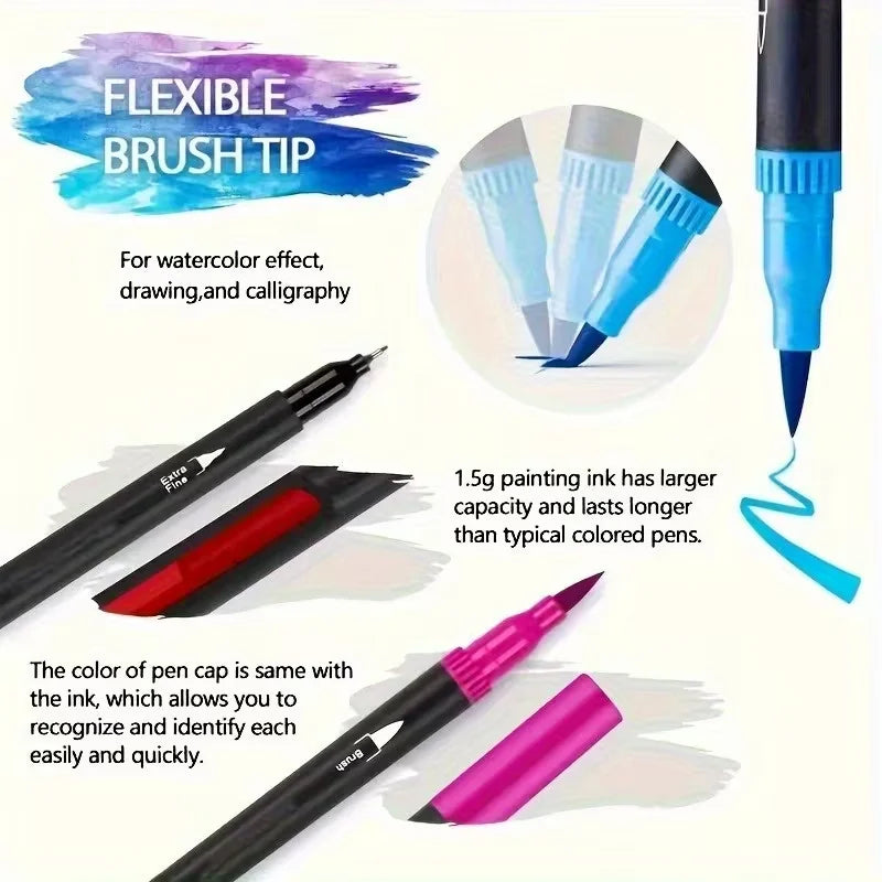 Double-Ended Watercolor Markers – 24-Color Art Set for Drawing Watercolor Marker Set Babs