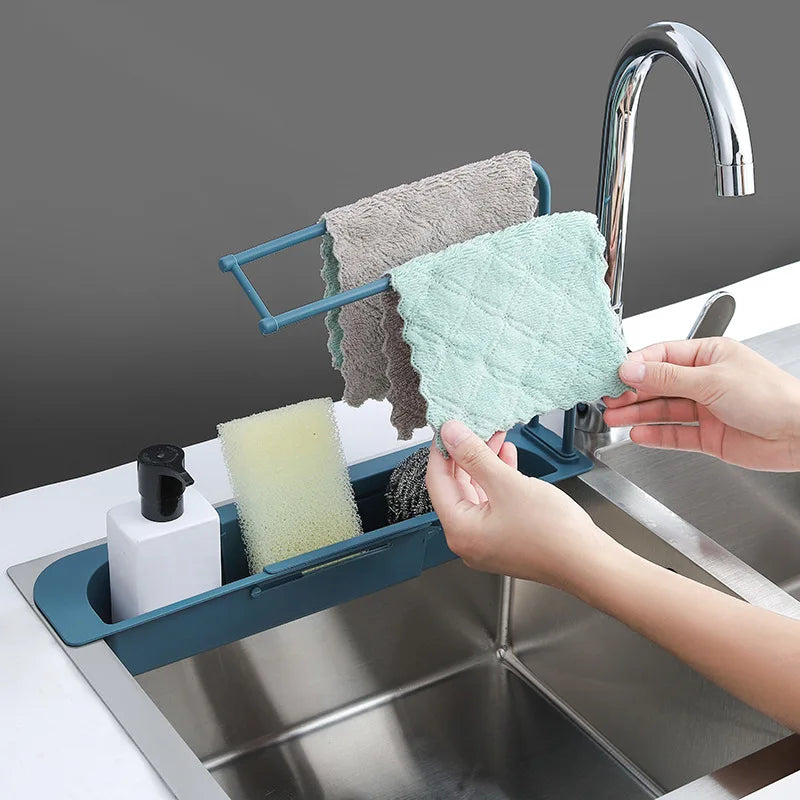 Telescopic Sink Shelf Organizer – Drainer Rack & Sponge Holder Sink Shelf Organizer Babs