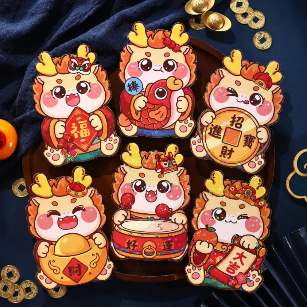 6-Pack Dragon Year Chinese Red Envelopes – Lucky Money Bags Red Envelopes Babs