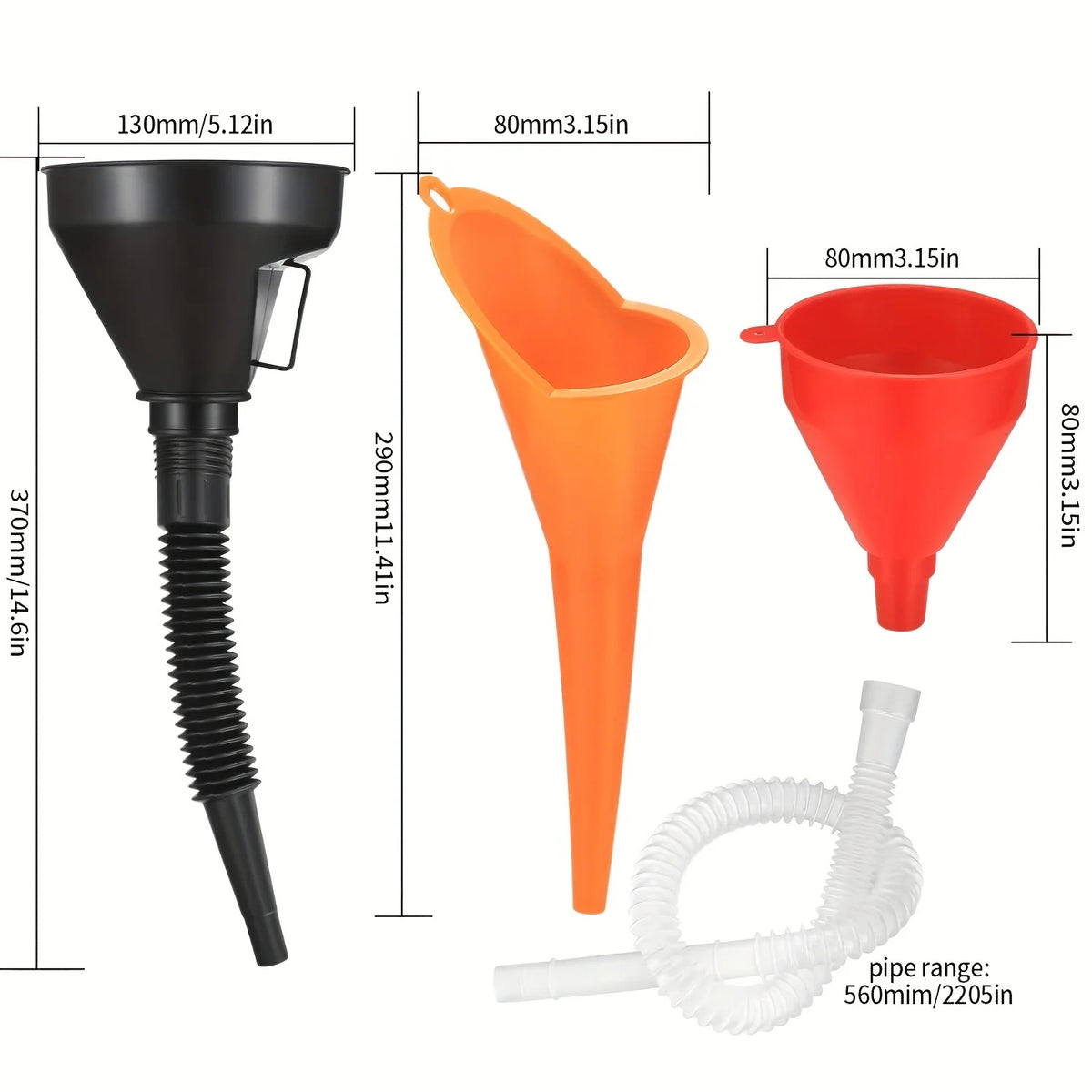 3-Piece Car & Motorcycle Funnel Set – Angled Nozzle & Filter Automotive Funnel Set Babs