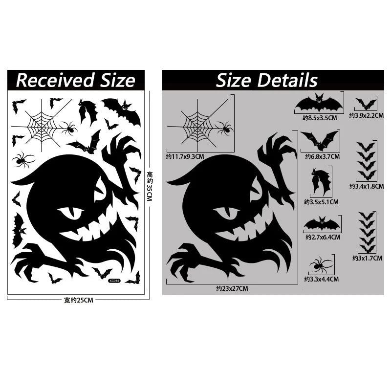 Halloween Removable Wall & Window Stickers – Bat Ghost Pumpkin Halloween Wall Stickers Babs 4