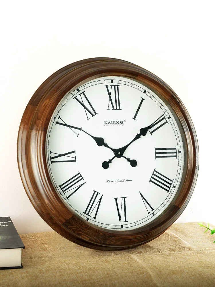 80cm Retro Solid Wood Large Wall Clock – Silent Nordic Decor Large Wall Clock Babs