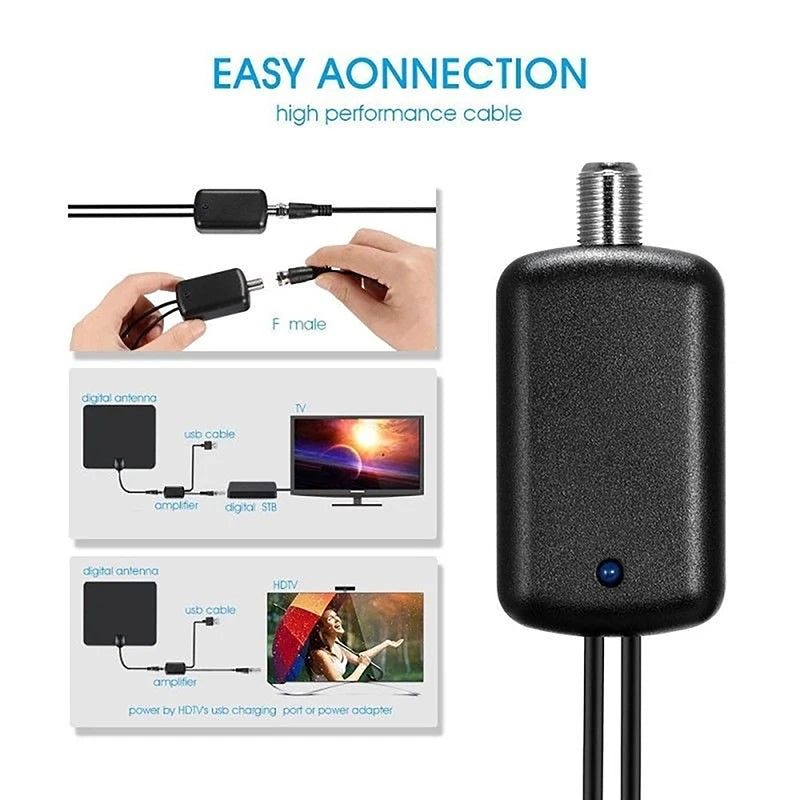 HDTV Antenna Amplifier 4K 25dB High Gain TV Signal Booster TV Antenna Amplifier Babs