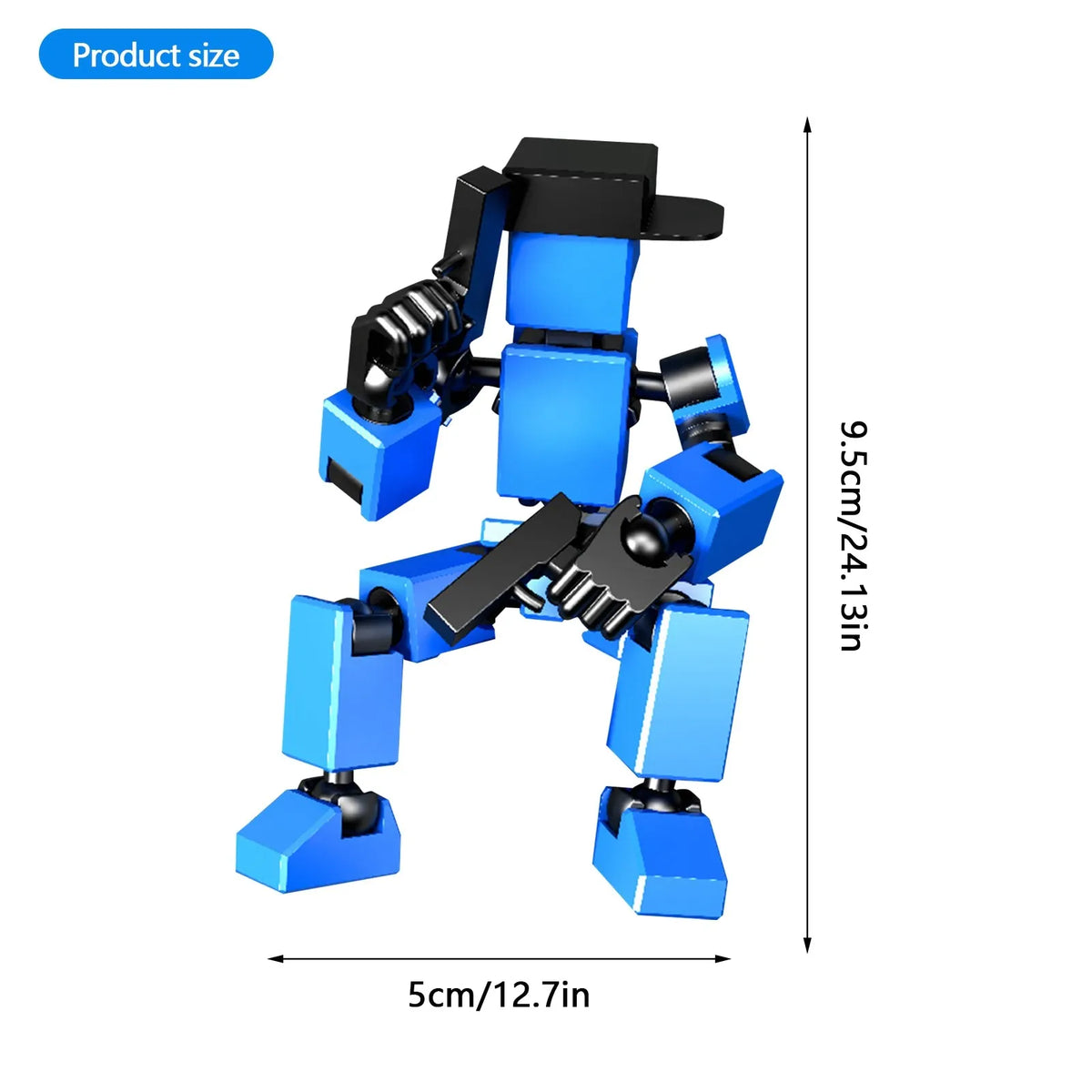 Mini Robot Action Figure Set with Accessories – Desk Decor Toy Robot Action Figure Babs