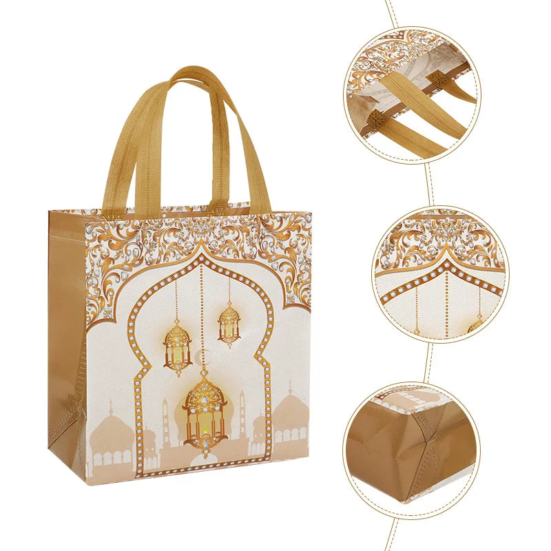 4-12Pcs Eid Mubarak Nonwoven Gift Bags – Ramadan Party Supplies Festival Gift Bags Babs