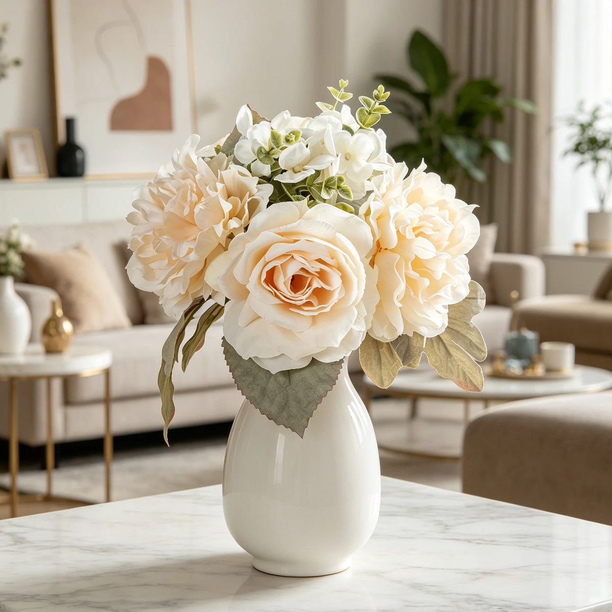 Silk Rose Peony Bridal Bouquet – Artificial Wedding Flowers Artificial Flower Bouquet Babs