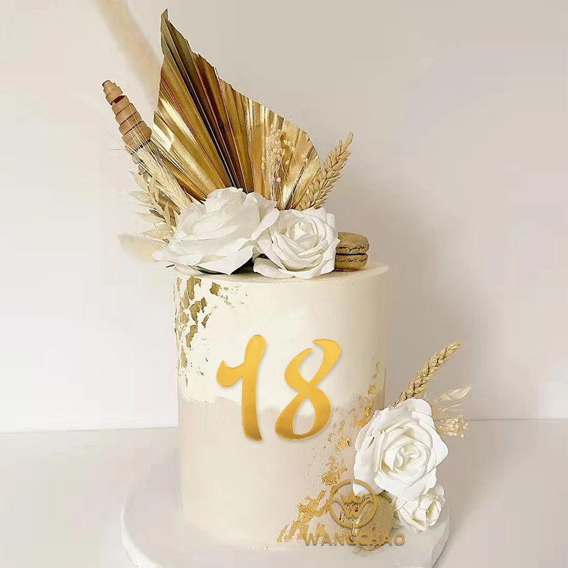 Gold Acrylic Number Cake Toppers 0–9 Set | Party Décor Cake Topper Set Babs