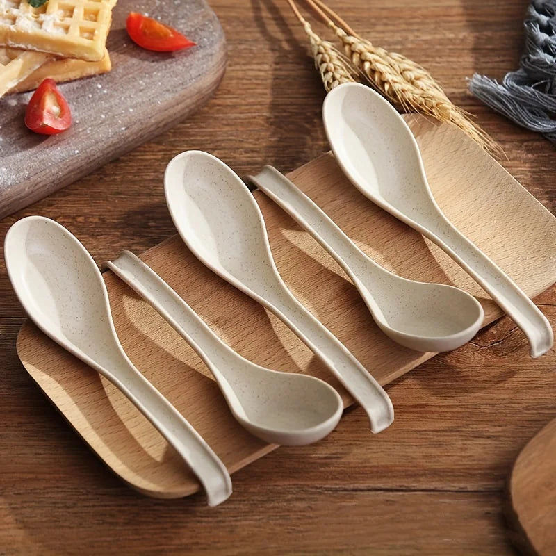 10-Pack Premium Plastic Spoons – Extra-Long Handle for Soup & Noodles Plastic Serving Spoons Babs