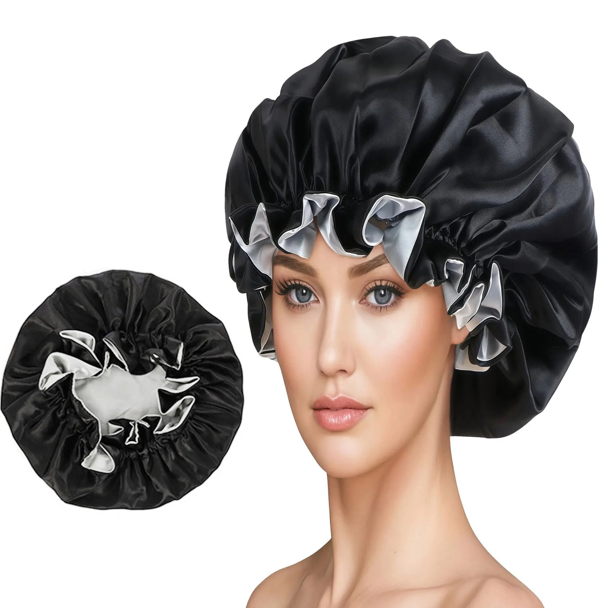 Two-Tone Satin Sleep Bonnet – Double Layer Reversible Hair Cap Satin Sleep Bonnet Babs BG