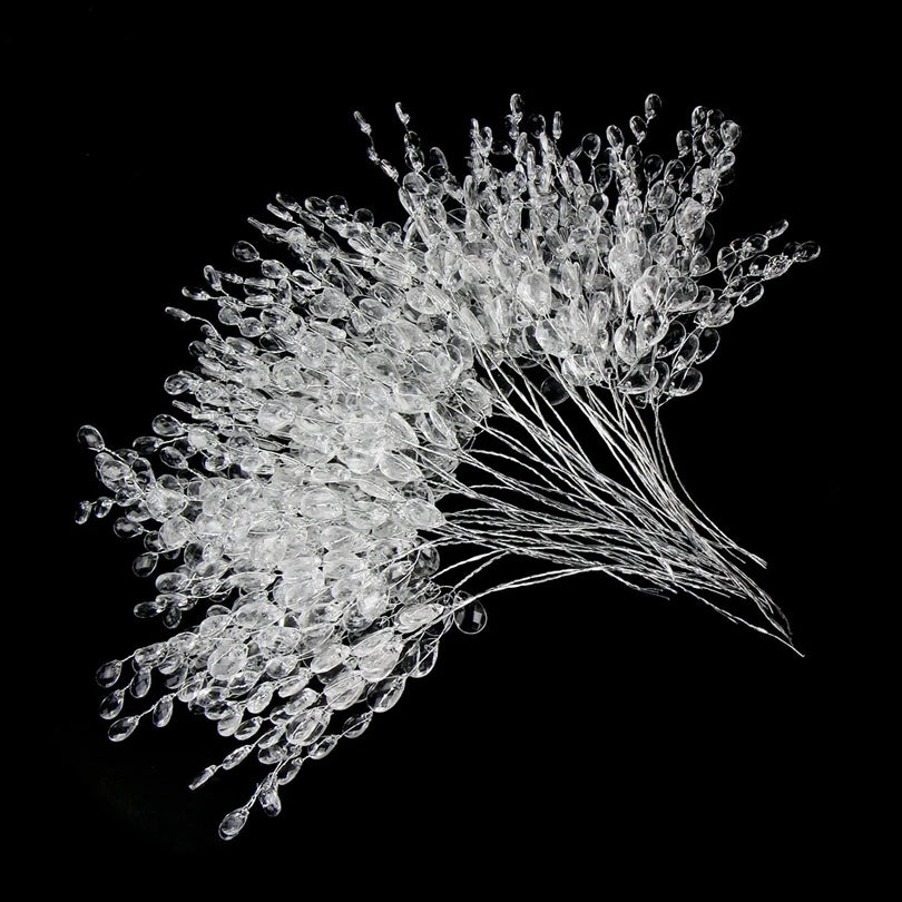 Crystal Acrylic Water Droplet Flowers for Wedding & DIY Decor Artificial Flower Heads Babs Clear 10pcs