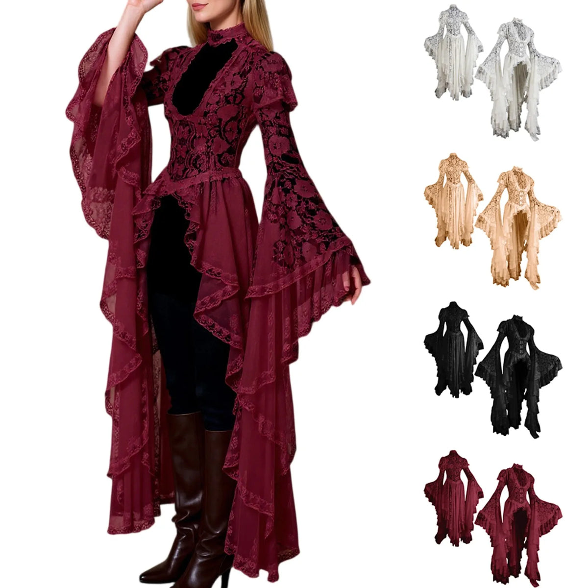 Women's Gothic Halloween Witch Maxi Dress | Medieval Cosplay Gothic Cosplay Dress Babs