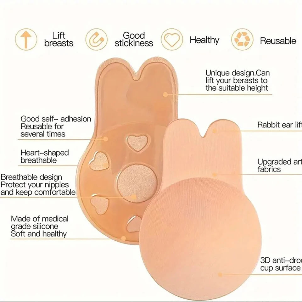 Women's Adhesive Silicone Strapless Bra & Nipple Covers – Reusable Adhesive Silicone Bra Babs