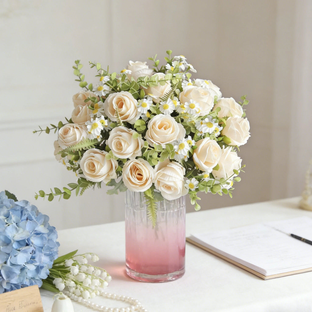 Silk Rose Artificial Flower Bouquet for Wedding & Home Decor Artificial Flower Bouquet Babs
