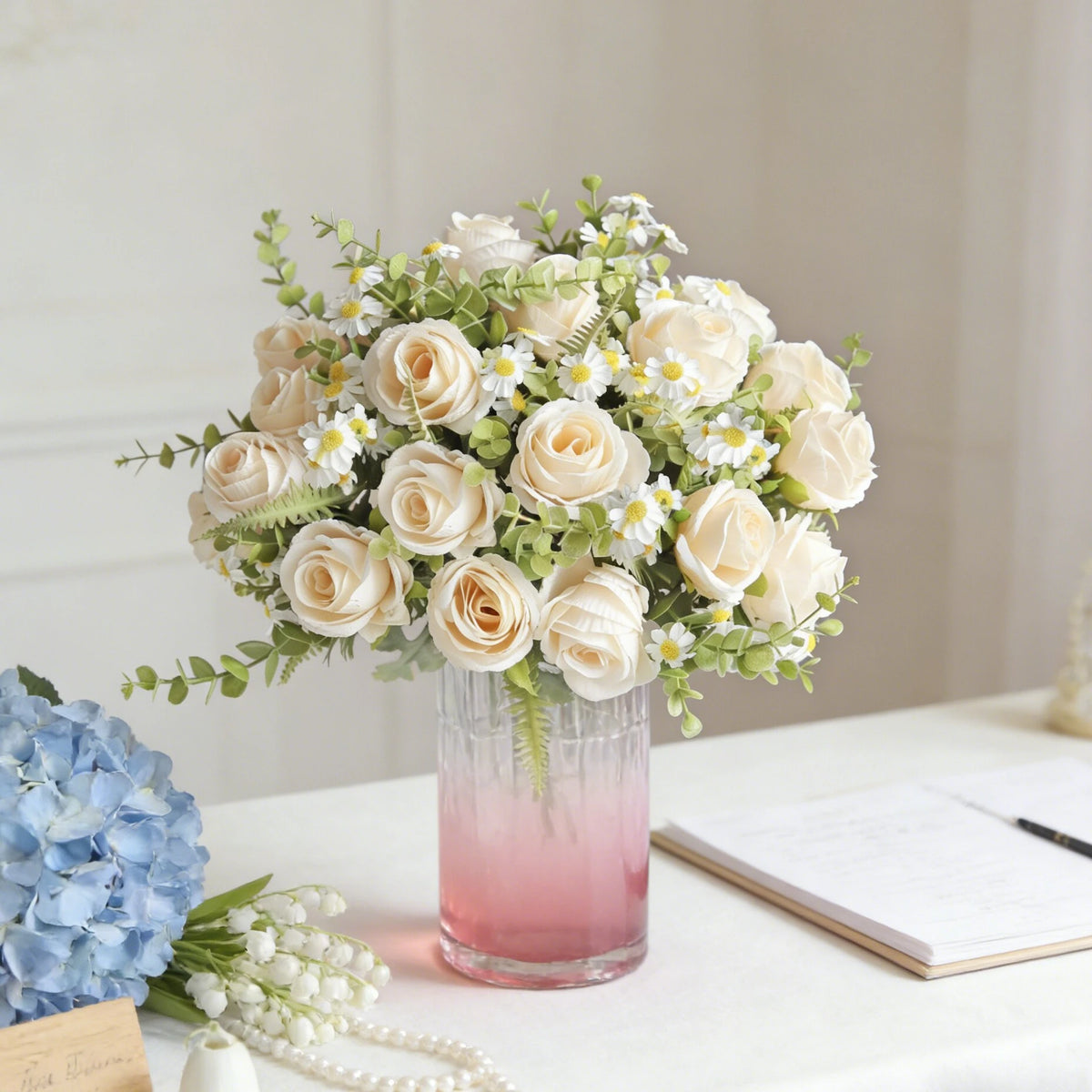 Silk Rose Artificial Flower Bouquet for Wedding & Home Decor Artificial Flower Bouquet Babs