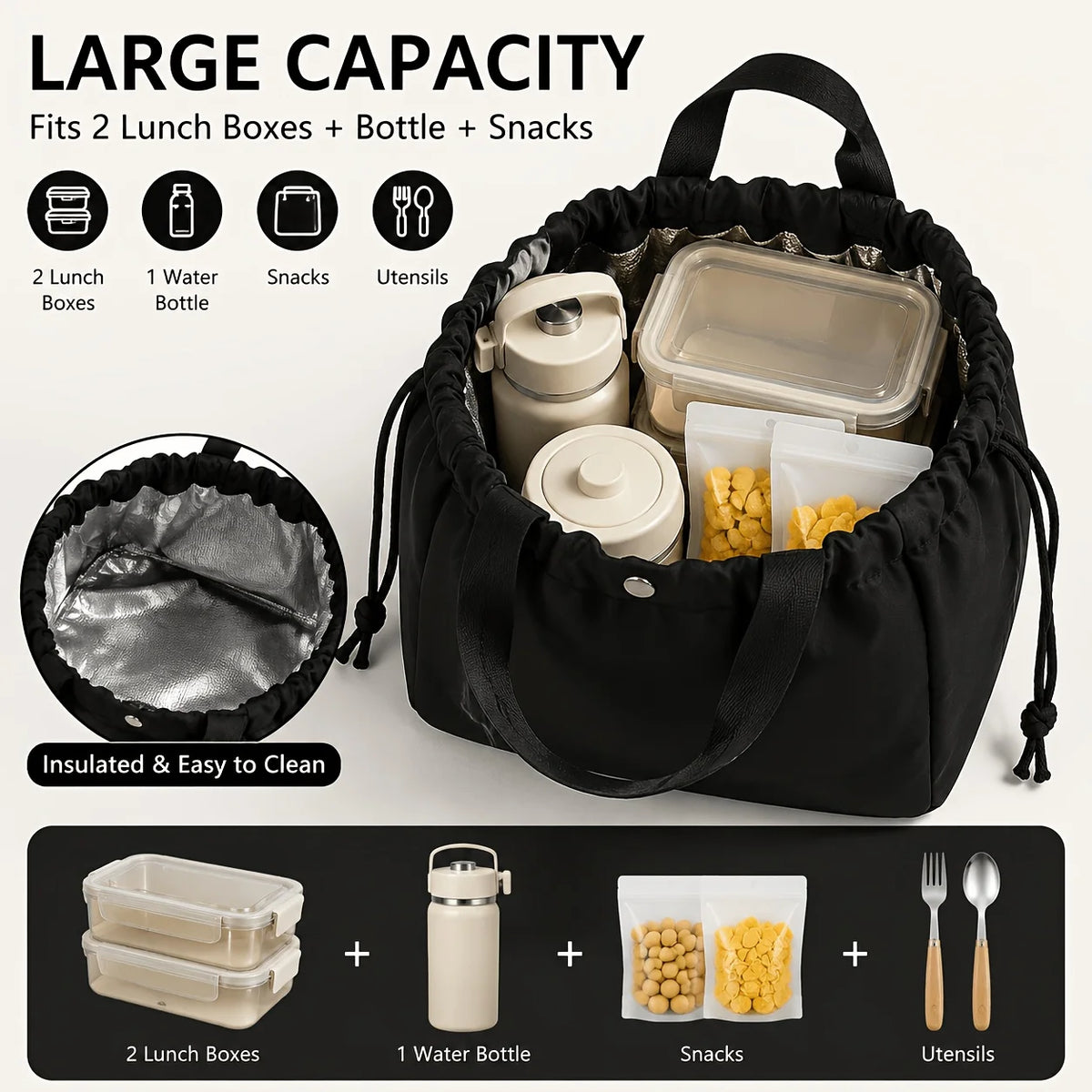 Large Insulated Lunch Bag – Leakproof Thermal Tote for Men & Women Insulated Lunch Bag Babs