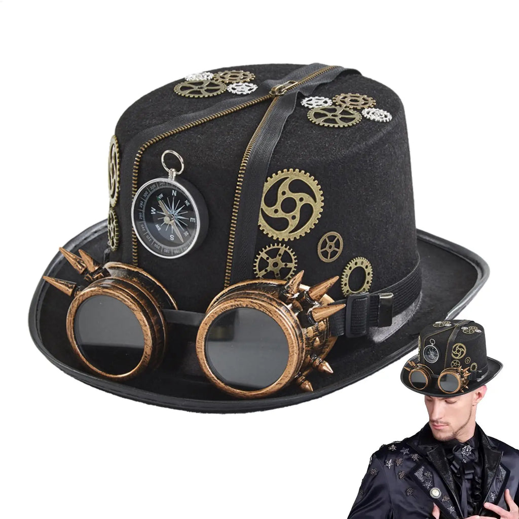 Steampunk Gothic Top Hat – Victorian Gears & Goggles Costume Costume Top Hat Babs