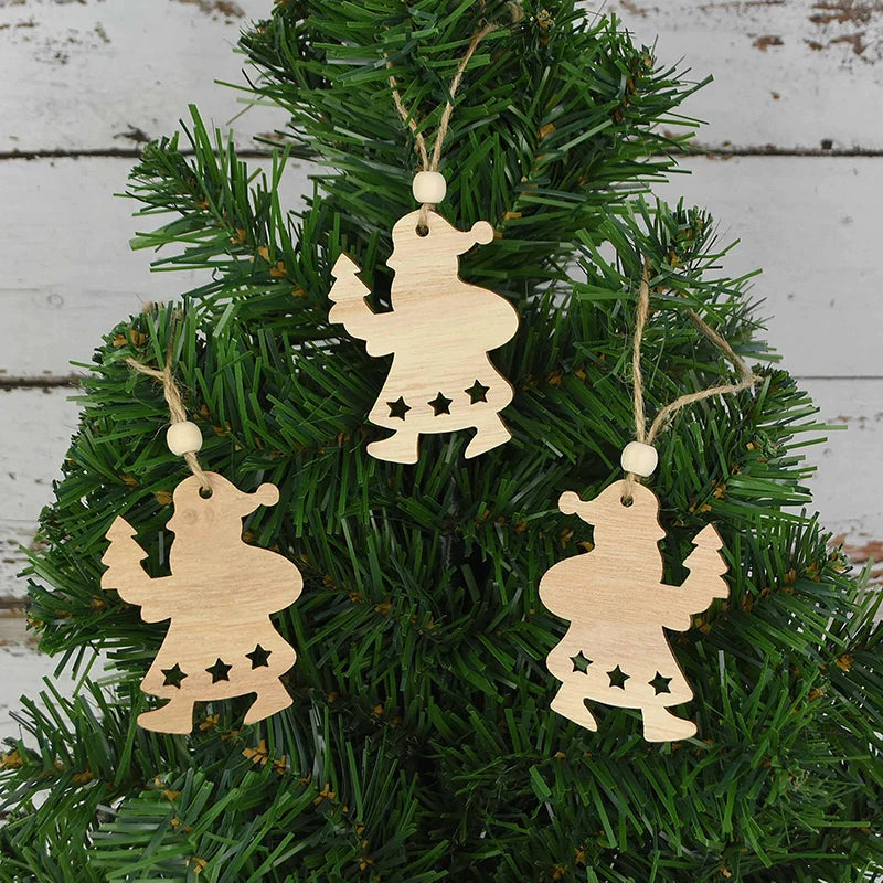 3pcs Vintage Christmas Wooden Ornaments – DIY Tree Pendants Christmas Tree Ornaments Babs I