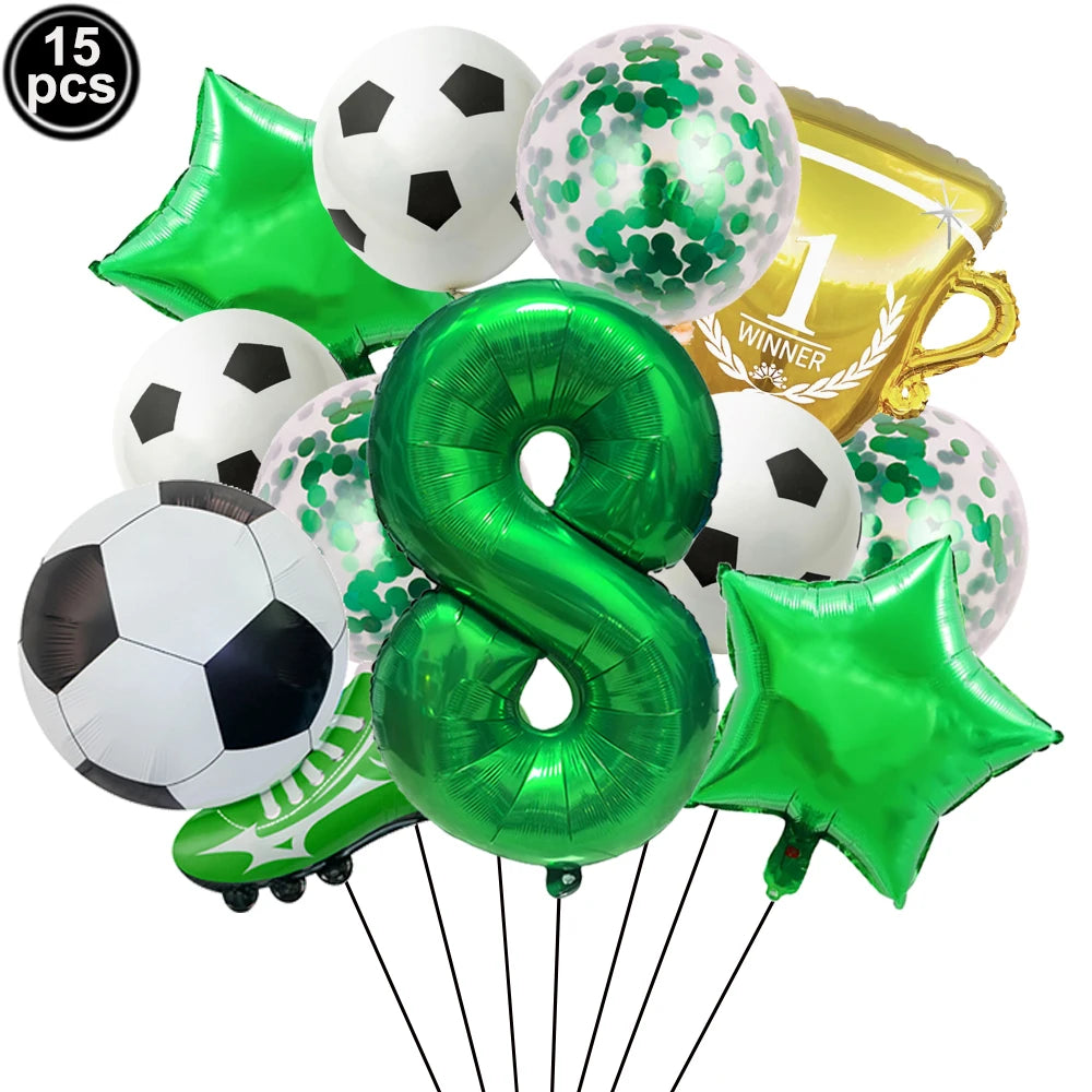 32" Soccer Ball Foil Balloon Set – Kids Birthday Party Decor Party Foil Balloons Babs Green Number 8 As pictures show