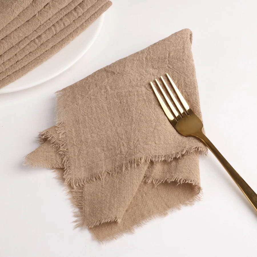 10Pcs Rustic Gauze Cloth Napkins – Wedding & Party Table Decor Cloth Napkins Babs