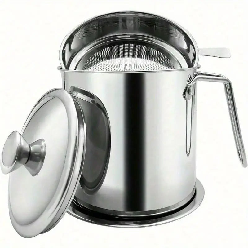 Stainless Steel Bacon Grease Container with Strainer & Lid Grease Storage Container Babs