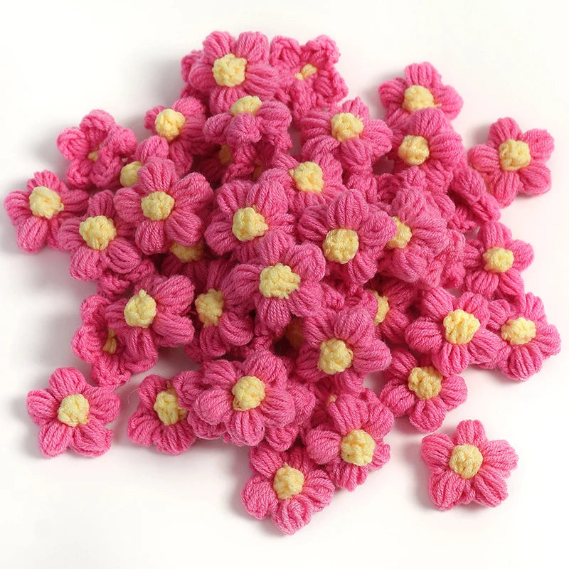 10/20Pcs 4cm Wool Flower Heads DIY Hair Clips Crafts Home Décor DIY Floral Embellishment Babs Rose Red 10pcs