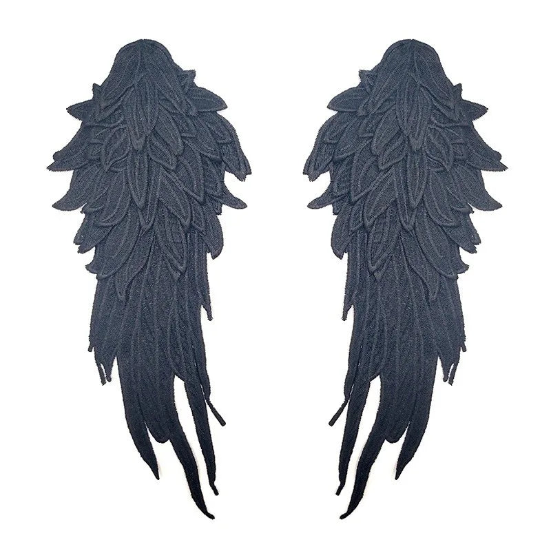 Gold Embroidery Angel Wing Applique Patch – DIY Bridal Dress Embroidery Applique Patch Babs Black