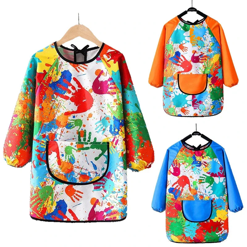 Kids Waterproof Long Sleeve Art Apron – PVC Paint Smock Kids Art Apron Babs