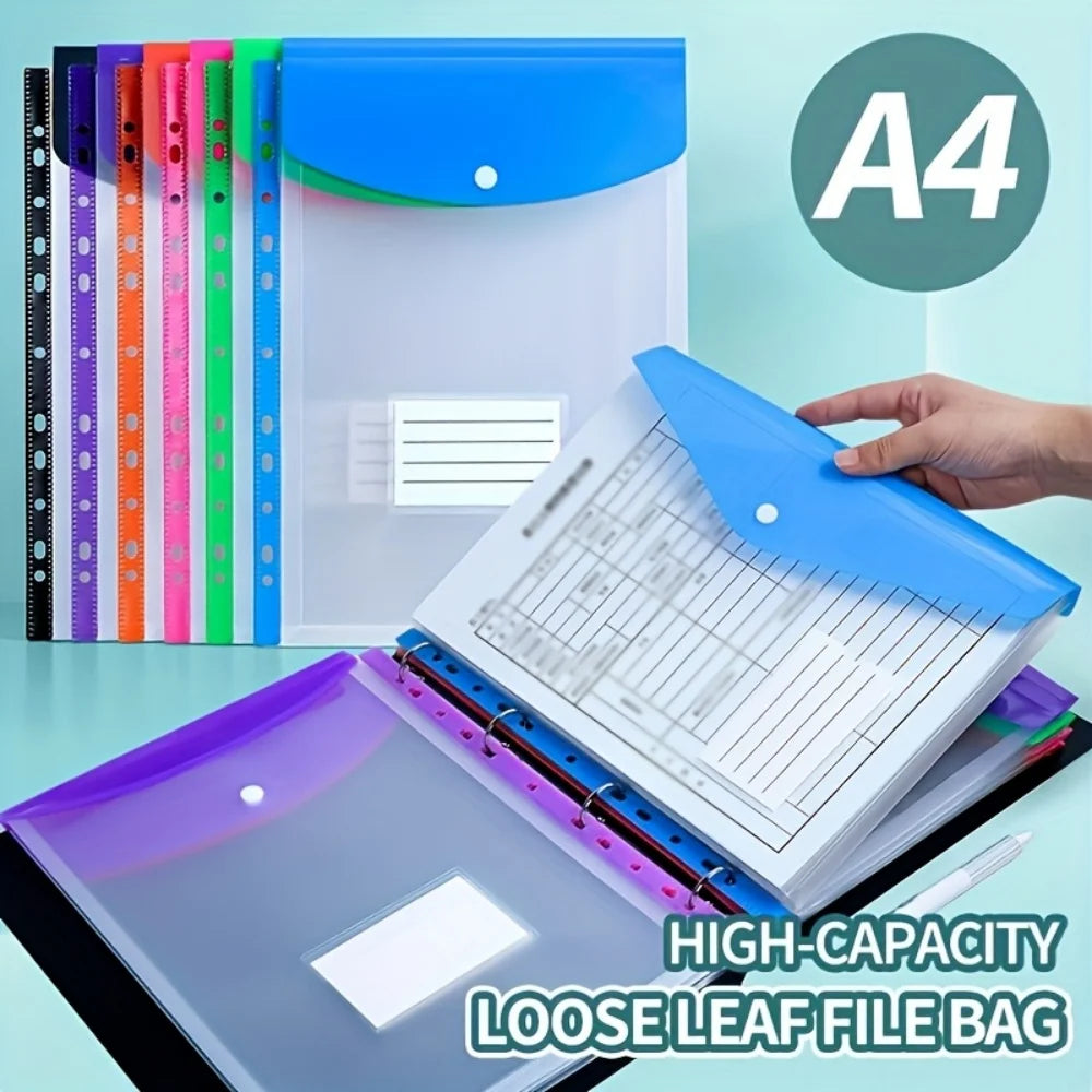 6-Pack A4 Plastic Envelope File Folders – Snap & 11-Hole Binder Plastic File Folders Babs