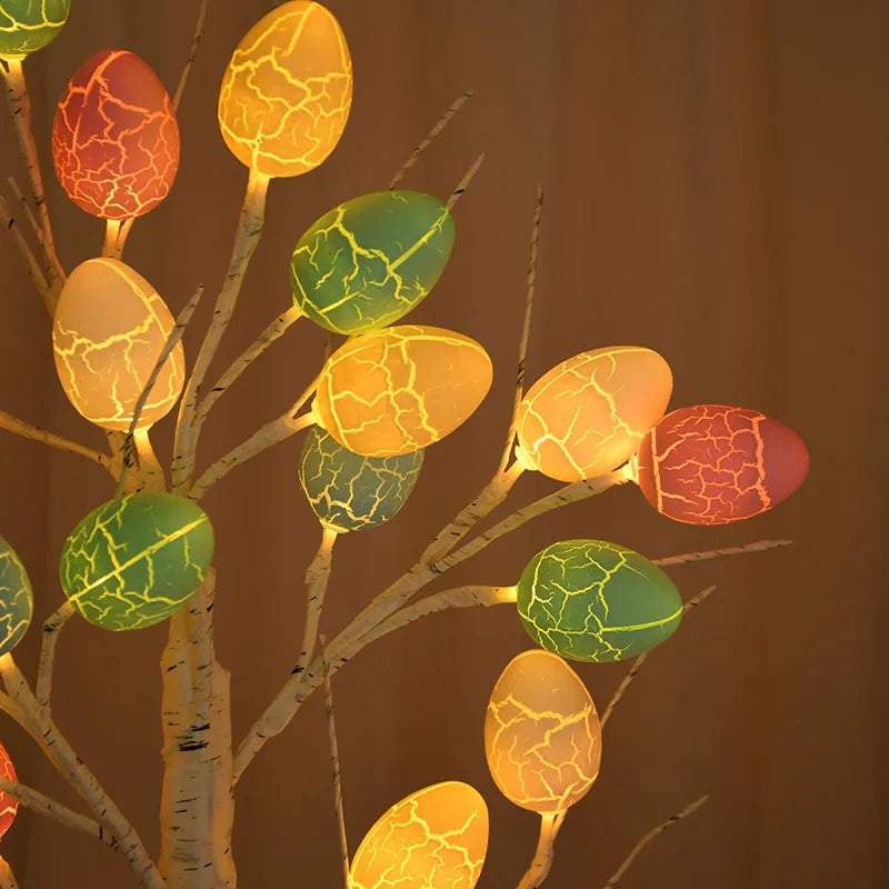 Easter LED Birch Tree with 24 Egg Ornaments | Spring Table Decor Easter Tree Decoration Babs