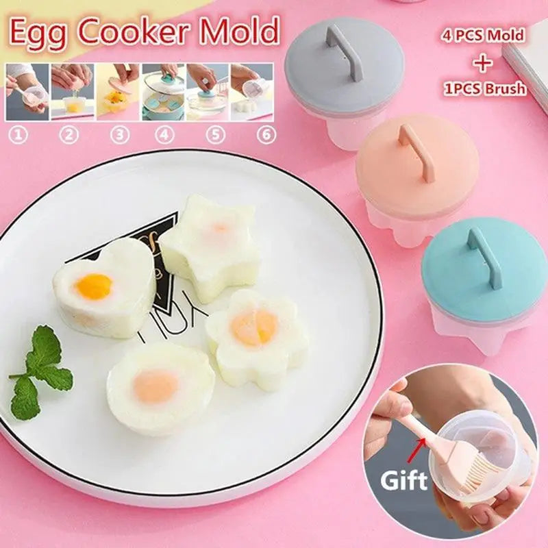 4-Piece Egg Poacher Set with Lid & Brush – Pancake Maker Egg Poacher Set Babs