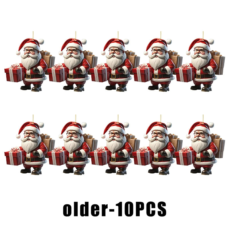 Christmas Hanging Ornaments – Santa & Snowman 2D Cartoon Style Christmas Ornaments Babs older 10PCS